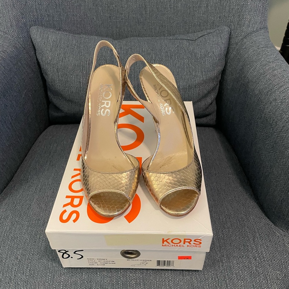 Michael Kors Metallic Gold Peep Toe Heels